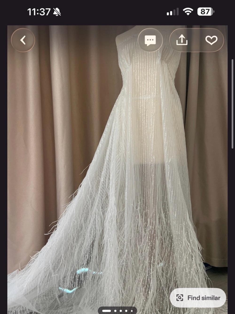 Ethereal White Beaded Fringe fabric